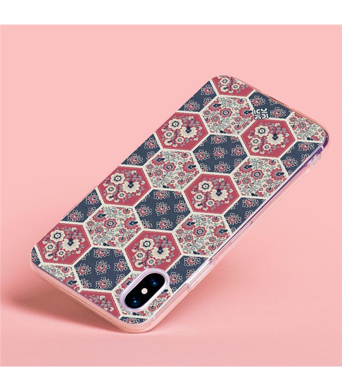 Funda para [ Vivo Y35 ] Dibujo Tendencias [ Diseño Azulejos Hexágonales con Flores ] de Silicona Flexible