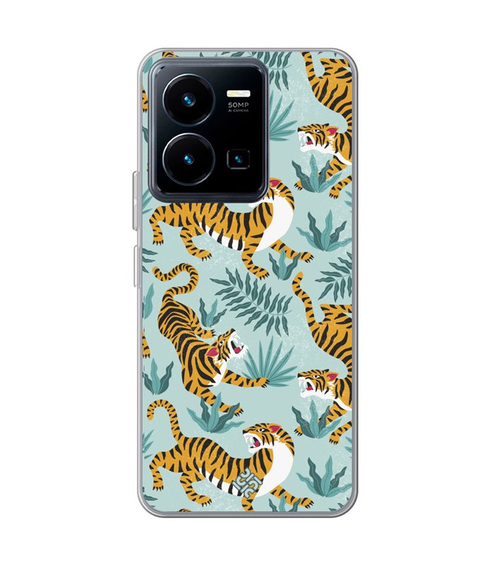 Funda para [ Vivo Y35 ] Dibujo Tendencias [ Estampado de Tigres ] de Silicona Flexible para Smartphone 