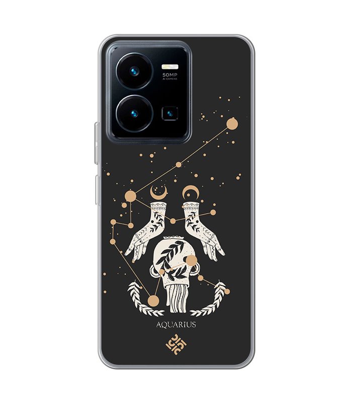 Funda para [ Vivo Y35 ] Dibujo Zodiaco [ Signo Zodiacal - Acuario ] de Silicona Flexible para Smartphone 