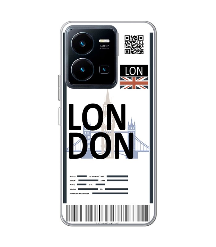 Funda para [ Vivo Y35 ] Billete de Avión [ London ] de Silicona Flexible para Smartphone 