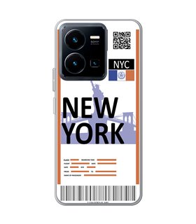 Funda para [ Vivo Y35 ] Billete de Avión [ New York ] de Silicona Flexible para Smartphone 