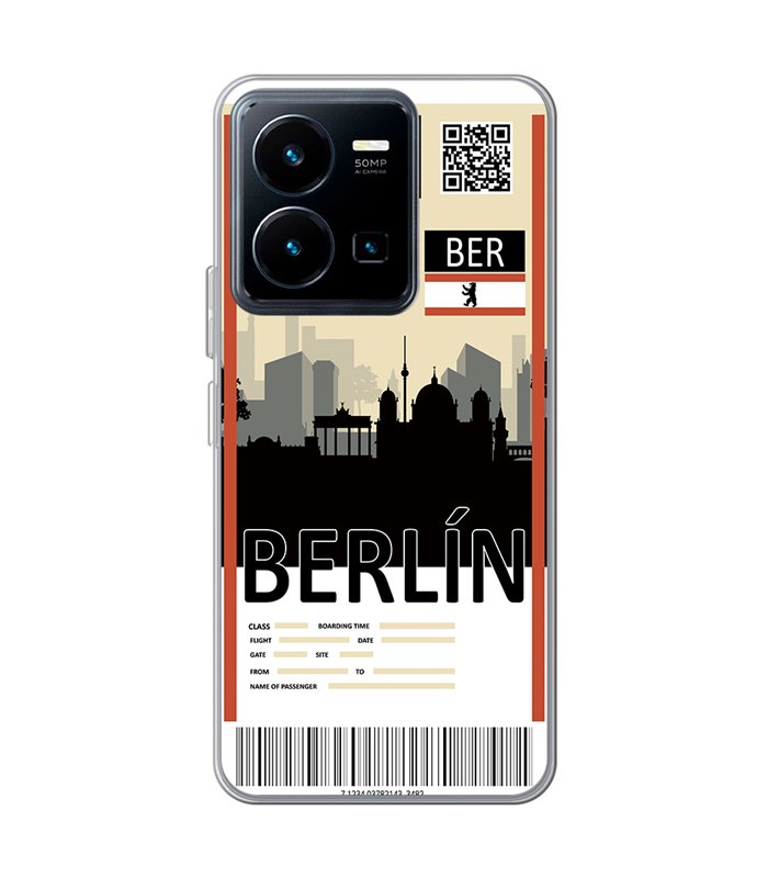 Funda para [ Vivo Y35 ] Billete de Avión [ Berlín ] de Silicona Flexible para Smartphone 