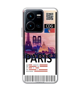 Funda para [ Vivo Y35 ] Billete de Avión [ París ] de Silicona Flexible para Smartphone 