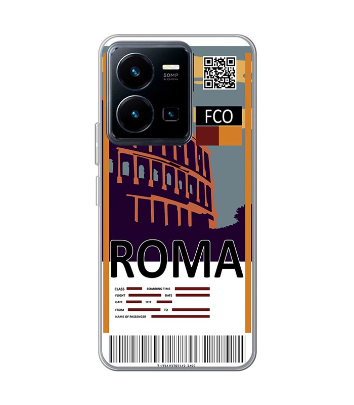 Funda para [ Vivo Y35 ] Billete de Avión [ Roma ] de Silicona Flexible para Smartphone 