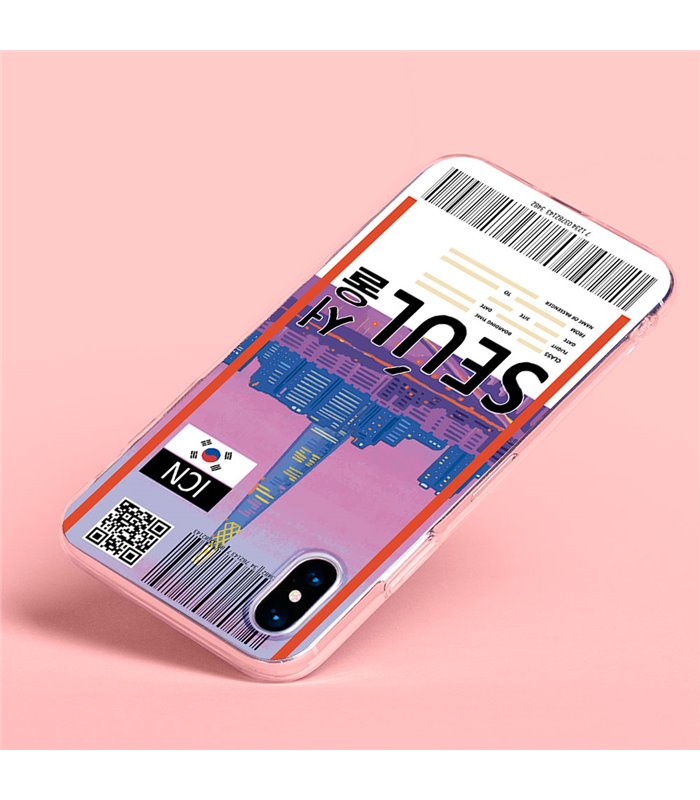 Funda para [ Vivo Y35 ] Billete de Avión [ Seúl ] de Silicona Flexible para Smartphone 