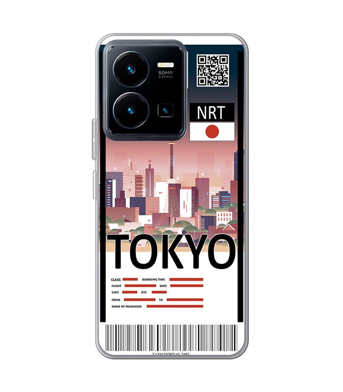 Funda para [ Vivo Y35 ] Billete de Avión [ Tokio ] de Silicona Flexible para Smartphone 