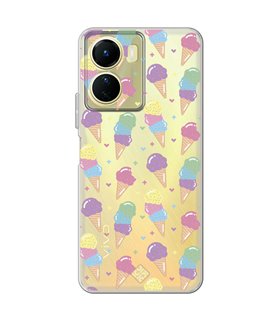 Funda para [ Vivo Y16 ] Dibujo Auténtico [ Cucurucho de Helados ] de Silicona Flexible para Smartphone