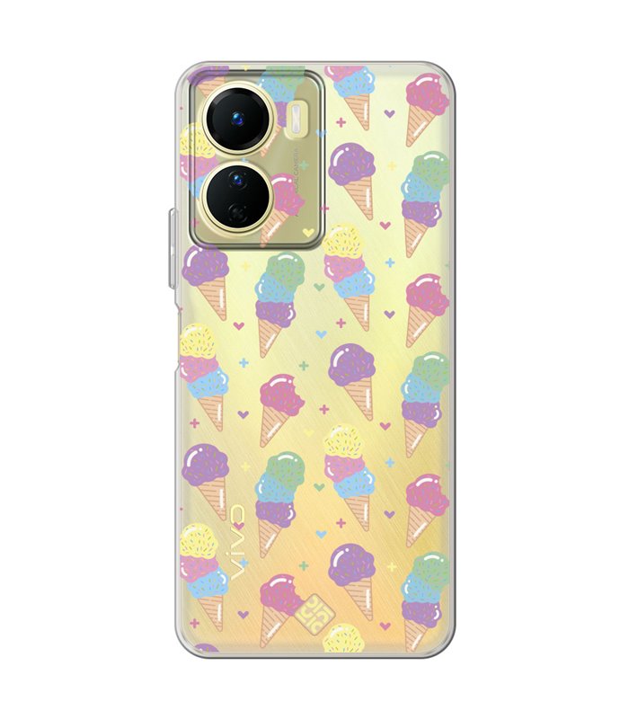 Funda para [ Vivo Y16 ] Dibujo Auténtico [ Cucurucho de Helados ] de Silicona Flexible para Smartphone