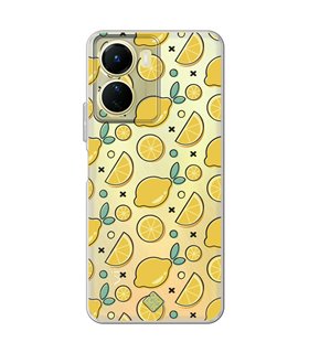 Funda para [ Vivo Y16 ] Dibujo Auténtico [ Limones ] de Silicona Flexible para Smartphone