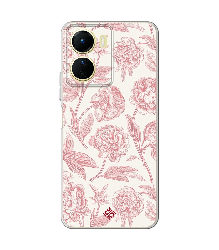 Funda para [ Vivo Y16 ] Dibujo Botánico [ Flores Rosa Pastel ] de Silicona Flexible para Smartphone