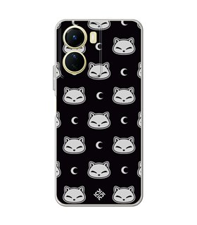 Funda para [ Vivo Y16 ] Dibujo Cute [ Gato Negro Lunar ] de Silicona Flexible para Smartphone