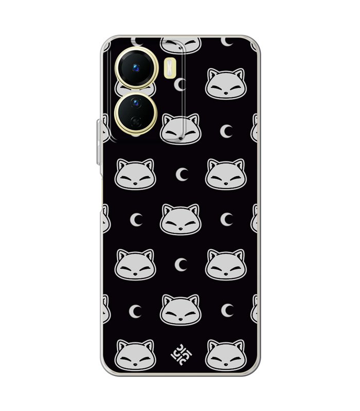 Funda para [ Vivo Y16 ] Dibujo Cute [ Gato Negro Lunar ] de Silicona Flexible para Smartphone