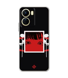 Funda para [ Vivo Y16 ] Dibujos Frikis [ Mirada Anime, Manga Rojo Intenso ] de Silicona Flexible para Smartphone