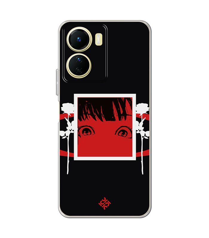 Funda para [ Vivo Y16 ] Dibujos Frikis [ Mirada Anime, Manga Rojo Intenso ] de Silicona Flexible para Smartphone