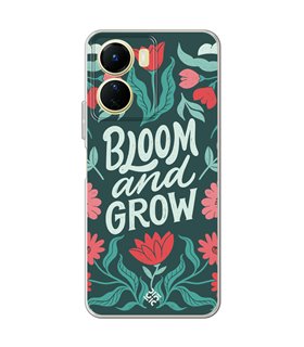 Funda para [ Vivo Y16 ] Dibujo Frases Guays [ Flores Bloom and Grow ] de Silicona Flexible para Smartphone