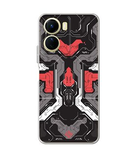 Funda para [ Vivo Y16 ] Dibujo Gamers [ Cyberpunk Rojo y Grises ] de Silicona Flexible para Smartphone