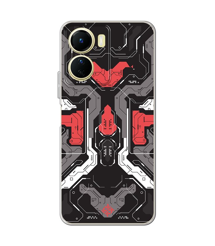 Funda para [ Vivo Y16 ] Dibujo Gamers [ Cyberpunk Rojo y Grises ] de Silicona Flexible para Smartphone