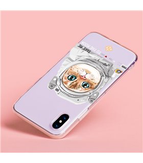 Funda para [ Vivo Y16 ] Dibujo Mascotas [ Gato Astronauta - Take Me To The Moon ] de Silicona Flexible para Smartphone