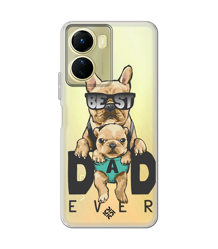 Funda para [ Vivo Y16 ] Dibujo Mascotas [ Perro Bulldog - Best Dad Ever ] de Silicona Flexible para Smartphone