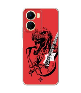 Funda para [ Vivo Y16 ] Diseño Música [ Rock & Roar - Dinosaurio Tocando la Guitarra ] de Silicona Flexible para Smartphone