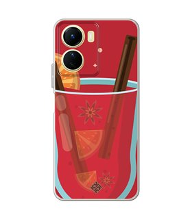 Funda para [ Vivo Y16 ] Dibujo Auténtico [ Vino Caliente ] de Silicona Flexible para Smartphone