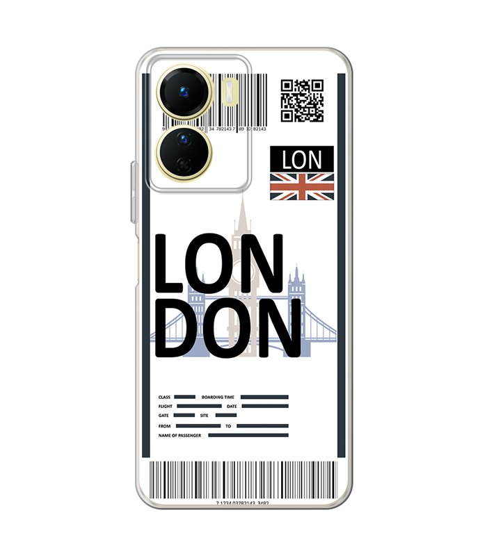 Funda para [ Vivo Y16 ] Billete de Avión [ London ] de Silicona Flexible para Smartphone
