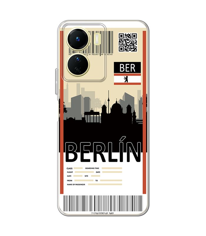 Funda para [ Vivo Y16 ] Billete de Avión [ Berlín ] de Silicona Flexible para Smartphone
