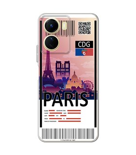 Funda para [ Vivo Y16 ] Billete de Avión [ París ] de Silicona Flexible para Smartphone