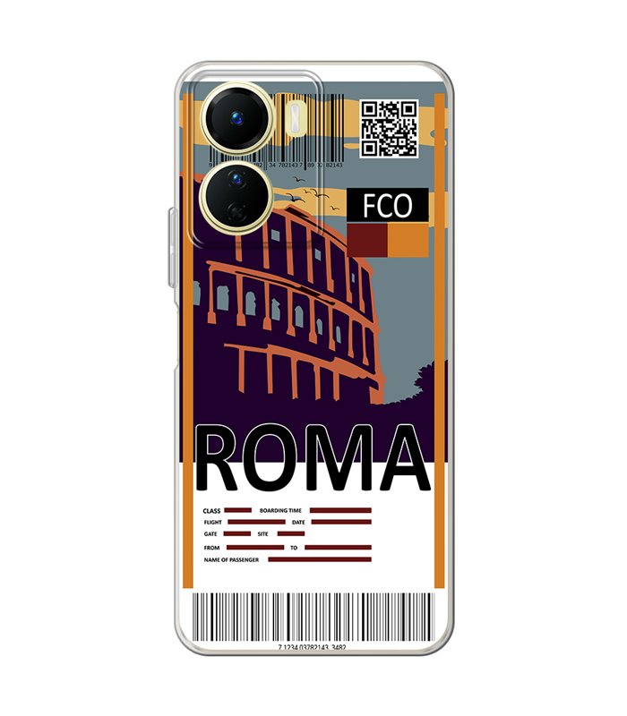 Funda para [ Vivo Y16 ] Billete de Avión [ Roma ] de Silicona Flexible para Smartphone