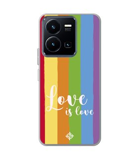 Funda para [ Vivo Y22s ] Dibujo Auténtico [ Love is Love - Arcoiris ] de Silicona Flexible para Smartphone