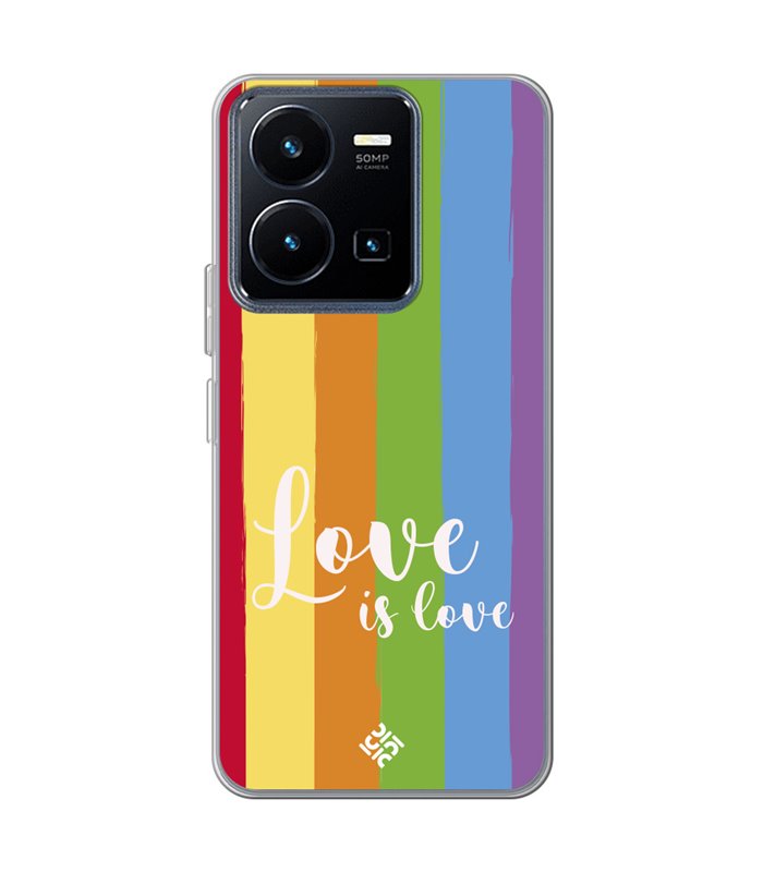 Funda para [ Vivo Y22s ] Dibujo Auténtico [ Love is Love - Arcoiris ] de Silicona Flexible para Smartphone