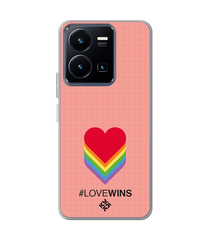 Funda para [ Vivo Y22s ] Dibujo Auténtico [ Corazones - Love Wins ] de Silicona Flexible para Smartphone