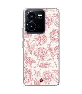 Funda para [ Vivo Y22s ] Dibujo Botánico [ Flores Rosa Pastel ] de Silicona Flexible para Smartphone