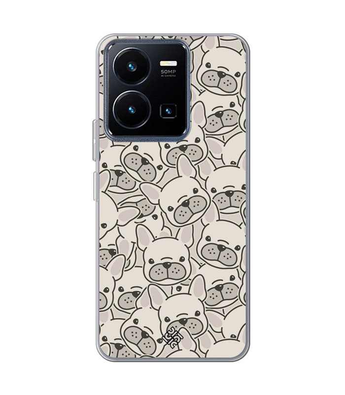 Funda para [ Vivo Y22s ] Dibujo Cute [ Pegatinas Perrito Bulldog Frances ] de Silicona Flexible para Smartphone