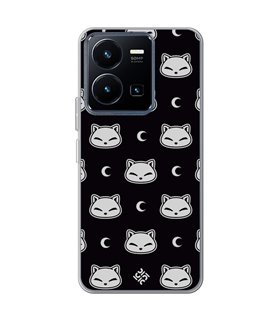 Funda para [ Vivo Y22s ] Dibujo Cute [ Gato Negro Lunar ] de Silicona Flexible para Smartphone