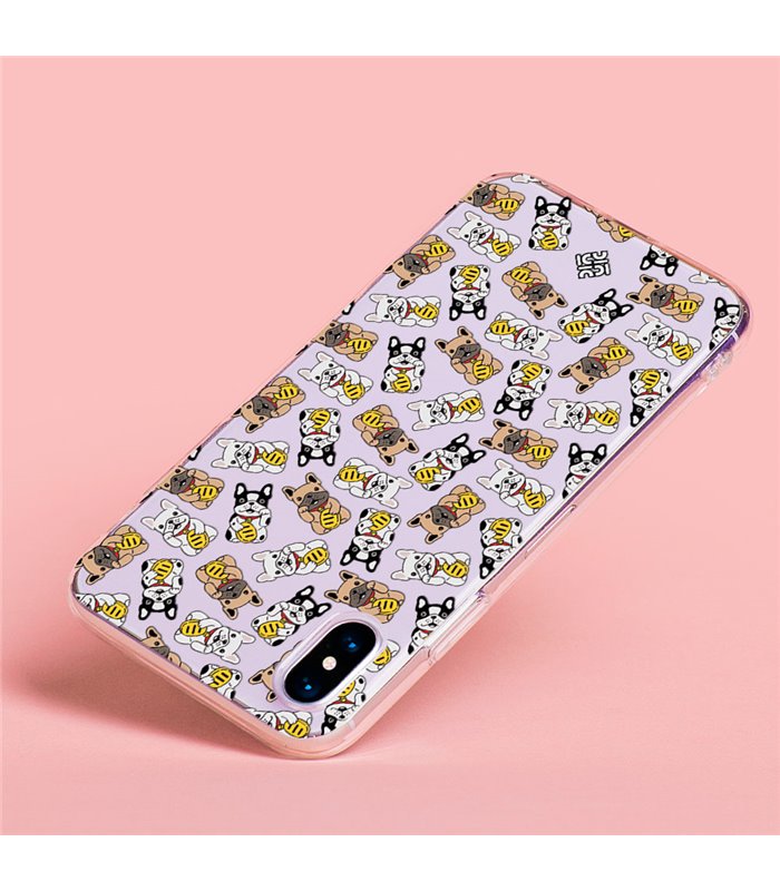 Funda para [ Vivo Y22s ] Dibujo Cute [ Perro Bulldog de la Suerte ] de Silicona Flexible para Smartphone