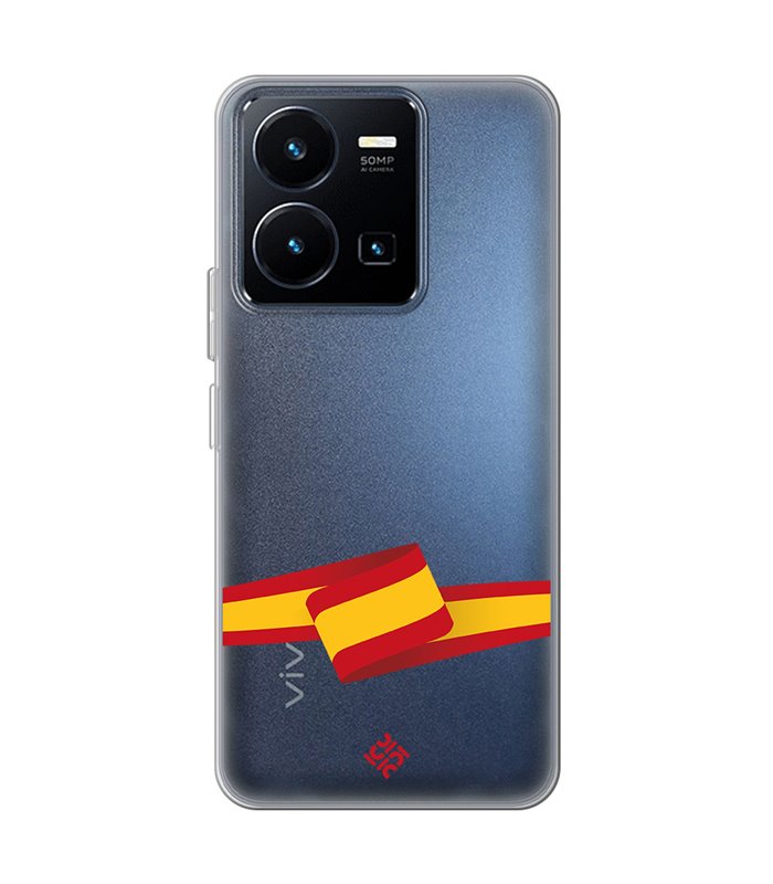 Funda para [ Vivo Y22s ] Dibujo Auténtico [ Bandera España ] de Silicona Flexible para Smartphone