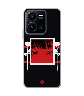 Funda para [ Vivo Y22s ] Dibujos Frikis [ Mirada Anime, Manga Rojo Intenso ] de Silicona Flexible para Smartphone