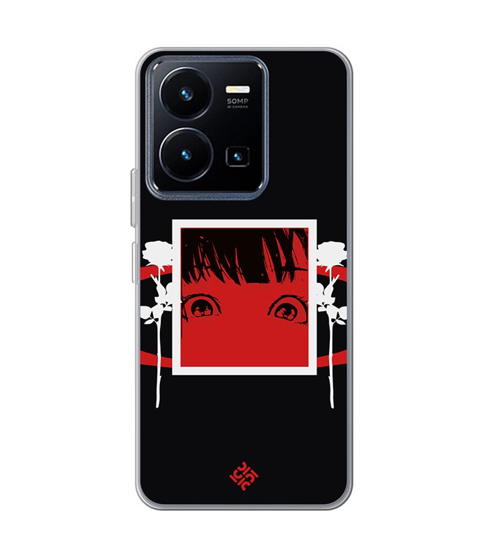 Funda para [ Vivo Y22s ] Dibujos Frikis [ Mirada Anime, Manga Rojo Intenso ] de Silicona Flexible para Smartphone