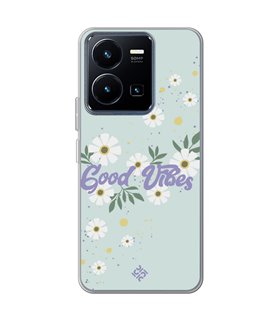 Funda para [ Vivo Y22s ] Dibujo Frases Guays [ Margaritas Good Vibes ] de Silicona Flexible para Smartphone