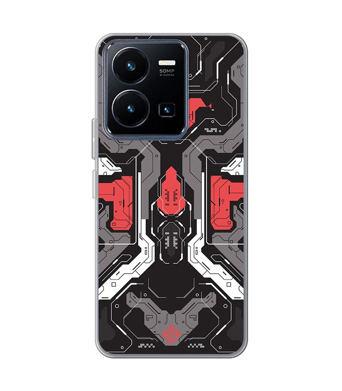 Funda para [ Vivo Y22s ] Dibujo Gamers [ Cyberpunk Rojo y Grises ] de Silicona Flexible para Smartphone