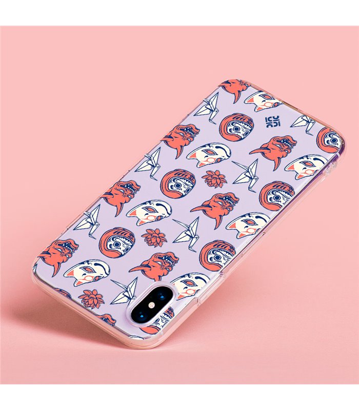 Funda para [ Vivo Y22s ] Dibujo Japones [ Daruma, Máscara Kitsune y Hannya Japon ] de Silicona Flexible para Smartphone