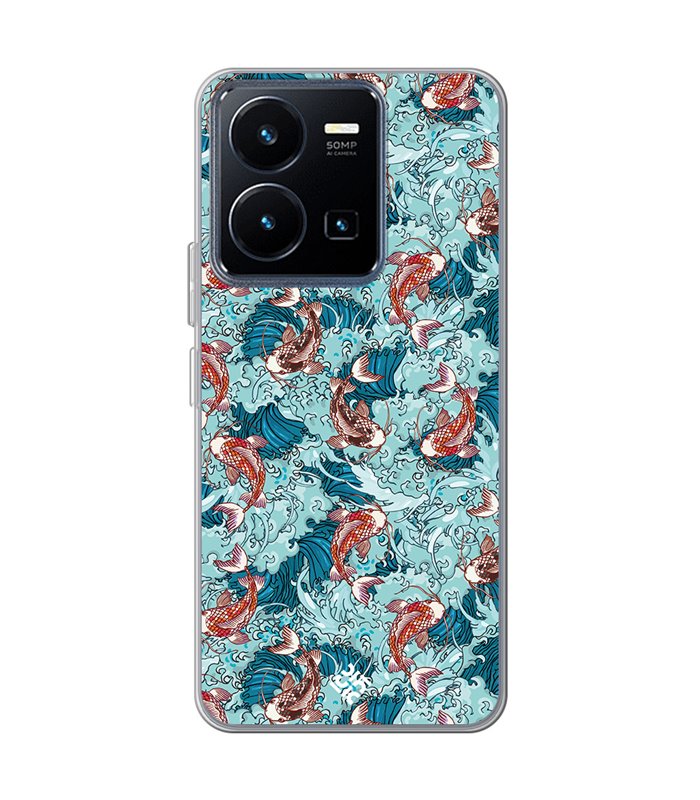 Funda para [ Vivo Y22s ] Dibujo Japones [ Peces Koi ] de Silicona Flexible para Smartphone