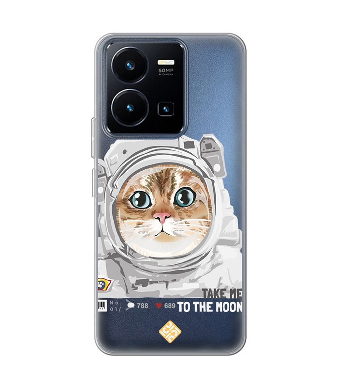 Funda para [ Vivo Y22s ] Dibujo Mascotas [ Gato Astronauta - Take Me To The Moon ] de Silicona Flexible para Smartphone
