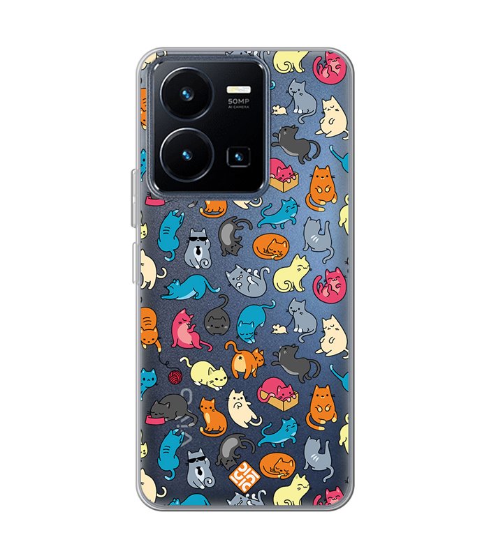 Funda para [ Vivo Y22s ] Dibujo Mascotas [ Gatos de Varios Colores ] de Silicona Flexible para Smartphone