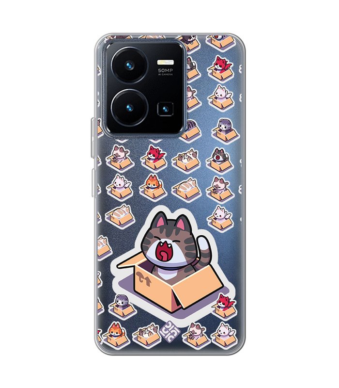 Funda para [ Vivo Y22s ] Dibujo Mascotas [ Gatos en Cajas ] de Silicona Flexible para Smartphone