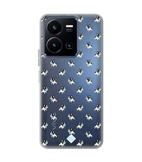 Funda para [ Vivo Y22s ] Dibujo Mascotas [ Bulldog Frances con Mascarilla ] de Silicona Flexible para Smartphone