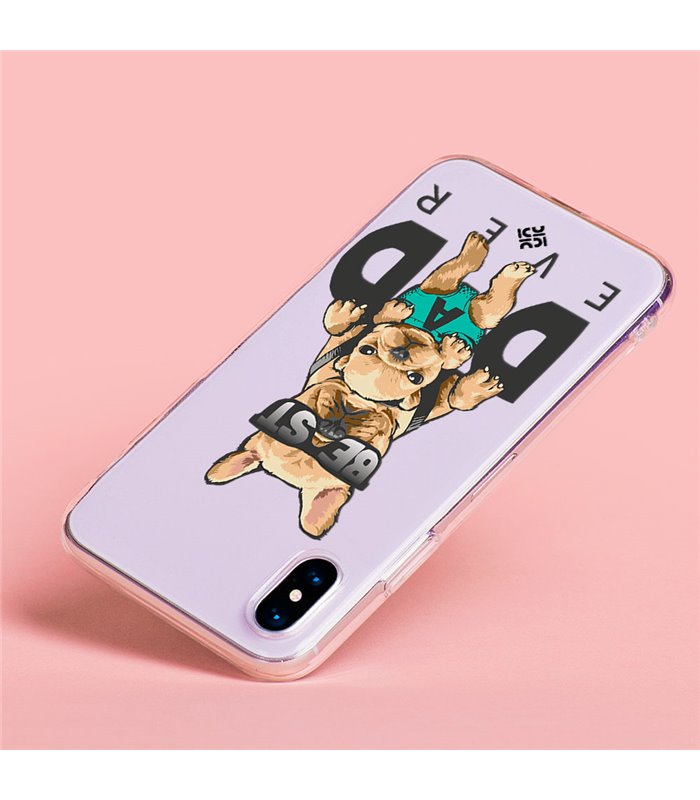 Funda para [ Vivo Y22s ] Dibujo Mascotas [ Perro Bulldog - Best Dad Ever ] de Silicona Flexible para Smartphone