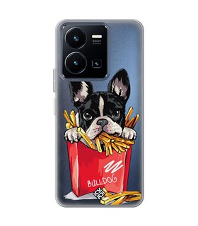 Funda para [ Vivo Y22s ] Dibujo Mascotas [ Perrito Bulldog con Patatas ] de Silicona Flexible para Smartphone