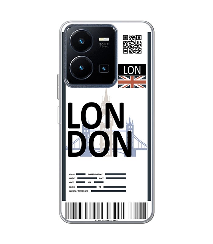 Funda para [ Vivo Y22s ] Billete de Avión [ London ] de Silicona Flexible para Smartphone